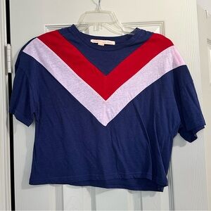 Rebellious One cropped tee shirt, Sz M! Been worn once! Navy, red, light pink